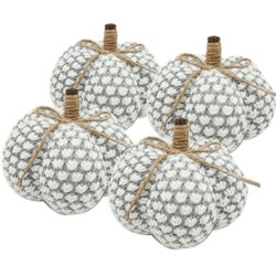 Knite Pumpkin Ornament Decor For Holiday Harvest Festival Fall Festival & Thanksgiving (Set of 4) - Gray