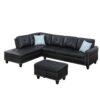 Irine - Faux Leather Sectional Sofa With Ottoman - Black - Image 16