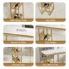Modern Straight Bar Table With Shelves - White / Gold - Image 5
