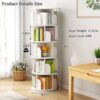 5 Tier Rotating Bookshelf, 360° Spinning Design, Space Saving Storage, For Home And Office - White - Image 8