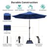 8.8' Outdoor Aluminum Patio Umbrella, Patio Umbrella, Market Umbrella With 42 Pound Square Resin Umbrella Base, Push Button Tilt And Crank Lift - Navy Blue - Image 2