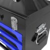 20'' Portable 3 Drawer Steel Toolbox, 4 Layers Of Tools With Metal Latches, With Top Storage Tray And Carrying Handle, Multi Function Tool Storage For Garage, Home, Or Workbench - Black / Blue - Image 10