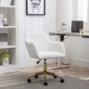 Modern Teddy Fabric Material Adjustable Height 360 Revolving Home Office Chair With Gold Metal Legs And Universal Wheel For Indoor - White - Image 11