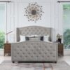 Marcella - Queen Upholstered Shelter Headboard Bed Set - Silver Gray - Image 7