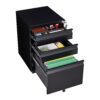 Contemporary 3 Drawer Mobile Filing Cabinet With Lock, Metal Office Storage For Legal / Letter Size - Black - Image 13