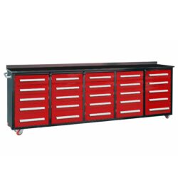 Workbench With Storage Drawers (25 Drawers) - Red