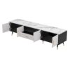 Modern TV Stand & 2 Cabinets & Open Compartments, Entertainment Center For Tvs Up To 80'', Television Console For Living Room - White / Black - Image 13