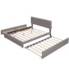 Queen Size Upholstered Platform Bed With 2 Drawers And 1 Twin Long Trundle - Light Gray - Image 9