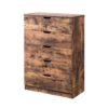 5 Drawer Bedroom Chest Dresser, Distressed Wood Cabinet - Rustic Brown - Image 3