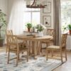 Topmax - 5 Piece Rustic Extendable Dining Table Set Round Trestle Table And 4 Cross Back Dining Chairs For Kitchen, Dining Room - Natural - Image 3