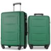 Expanable Spinner Wheel 2 Piece Luggage Set ABS Lightweight Suitcase With Tsa Lock 20" / 24" - Green - Image 2