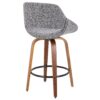 Fabrico - Mid-Century Modern Counter Stool - Walnut / Gray - Image 3