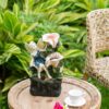 Decorative 3 Tier Tabletop Water Fountain With Fairy And LED Light, Angel Girl With Flower Design, For Indoor Tabletop And Outdoor - Pink / Green - Image 8