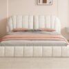 Queen Size Upholstered Platform Bed, Polyester - Beige - Image 16