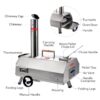 Semi-Automatic Silver 12 Outdoor Pizza Oven Portable Wood Fired Pizza Oven Outdoor Cooking Pizza Maker Portable Pizza Oven For Authentic Stone Baked Pizzas - Silver - Image 3