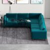 Amber - Velvet Corner Sectional Sofa - Teal - Image 7