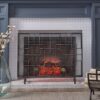 Dorothy - Modern Single Panel Iron Fire Screen With Geometric Pattern - Black / Sliver - Image 3