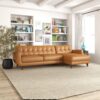 Allison - Right Facing Leather Sectional Sofa - Tan - Image 8