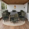 9 Piece Outdoor Patio Wicker Dining Set Patio Wicker Furniture Dining Set Glass Top - Gray / Black - Image 6