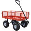 Red Steel Garden Cart With Removable Mesh Sides 550 Lb Capacity 3 Cu Ft - Red - Image 6