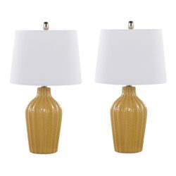 Rockwell - Contemporary Table Lamp (Set of 2) - Glossy Misted Yellow / Polished Nickel / White
