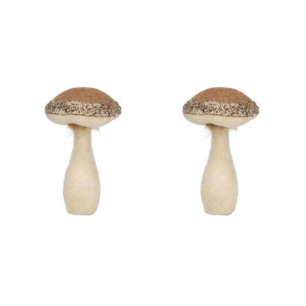 Mushroom Holiday Ornament, For Harvest Festival Fall Festival & Thanksgiving Table Decorations (Set of 2) - Beige / Light Brown