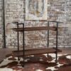Modern Industrial Bar Cart With Shelving And Rolling Casters - Walnut - Image 6