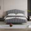 Queen Size Platform Bed With Thick, Stylish Stripe Decorated Bedboard And Elegant Leg - Gray - Image 14