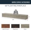 60" Rustic Wood Fireplace Mantel, Wall-Mounted & Floating Shelf For Home Decor - Gray - Image 3