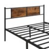 Queen Size Modern Metal Bedframe With Headboard, Durable Steel Structure - Black / Brown - Image 10