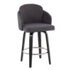 Dahlia - Contemporary Counter Stool With Round Footrest (Set of 2) - Black / Gray - Image 2