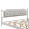 King Size Traditional Style Solid Bed Frame With Upholstered Tufted Headboard, No Box Spring Needed - Antique White - Image 5