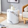 Elegant Cylindrical Table With Patterned Design For Versatile Use - White - Image 2
