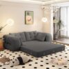 Human Dog Bed, Lazy Sofa Couch, Multifunctional Foldable Sofa Bed, 3 In 1 Teddy Fabric Sleeper Sofa Bed For Living Room Guest Bed, Playroom - Gray - Image 4