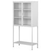 Heavy Duty Metal Storage Cabinet, Display Storage Cabinet With Glass Doors And 2 Adjustable Shelves, Tall Bookcase Modern Bookshelf Cabinet For Home Office, Living Room, Pantry - White - Image 13