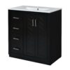 Bathroom Vanity With Ceramic Sink Combo, Frame Bathroom Storage Cabinet, Freestanding Vanity Set With 3 Drawers & Soft Closing Doors - Black - Image 12