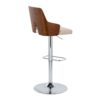 Ariana - Mid-Century Modern Adjustable Barstool With Swivel With Rounded Rectangle Footrest (Set of 2) - Chrome / Walnut / Beige - Image 4