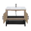 Modern Freestanding 36" Bathroom Vanity With Ceramic Sink, Hot And Cold Faucet, Storage Cabinet & Open Iron Shelf - Natural - Image 12