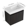 Modern 24" Bathroom Vanity With Ceramic Basin, Wall Mounted Sink Combo Cabinet - Black - Image 3