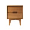 Mid-Century Modern 2 Drawer Solid Wood Nighstand With Cutout Handles - Caramel - Image 2