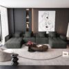 Modern Oversized Modular Sectional Sofa, Sparkling Chenille Fabric Soft Cushion Sofa With 8 Pillows, 8 Pieces Diy Combination Tufted Sofa, No Assembly Required - Black - Image 14