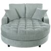 Modern Chaise Lounge Sofa Bed Upholstered Sofa Couch With Tufted Seat And Detachable Pillows For Living Room - Misty Green - Image 10