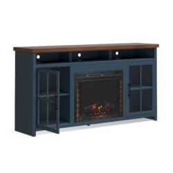 Nantucket - Fireplace TV Stand Console For TVs Up To 85" - Blue Denim / Whiskey