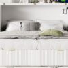 Full Size Murphy Bed With Drawer And A Set Of Sockets & USB Ports, Pulley Structure Design - White - Image 20