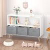 Kids Bookcase With Collapsible Fabric Drawers, Children's Book Display, Toy Storage Cabinet Organizer - White / Gray - Image 11