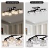 6 Light Crystal Ceiling Light For Dining Room, Modern Ceiling Lamp With Light Fixture For Farmhouse Entryway Living Room (6*G9 Bulbs Included) - Matte Black - Image 9