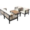 4 Pieces Outdoor Sectional Sofa Set 5 Person Patio Seating Group Outdoor Conversation Set With Cushions And A Coffee Table For Patios, Gardens, Or Balcony - Beige - Image 24
