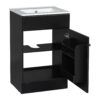20" Bathroom Vanity With Sink, Freestanding Cabinet With Door Shelf And Adjustable Shelf, And Ceramic Construction - Black - Image 12
