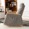Accent Rocking Chair With Footrest, High Back Rubber Wood Rocking Legs Bedroom Living Space - Gray - Image 6