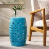 Lilac - Lace Cut Side Table Iron Compact Design - Blue - Image 5